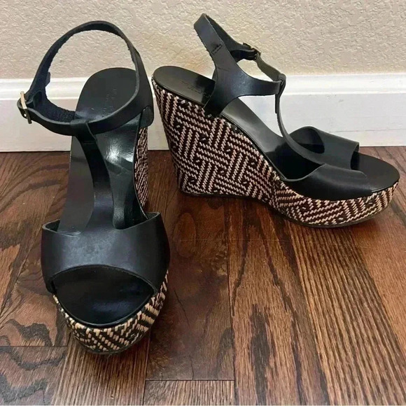 MI PIACI Heeled Sandals Peep Toe Women Size 38 US 7 Black Leather Made In Italy - Picture 13 of 16